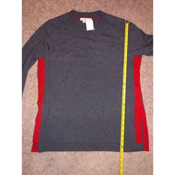 BodenโWool/Cotton Blend Gray Red Stripe Sweater, Size Medium - Picture 12 of 12